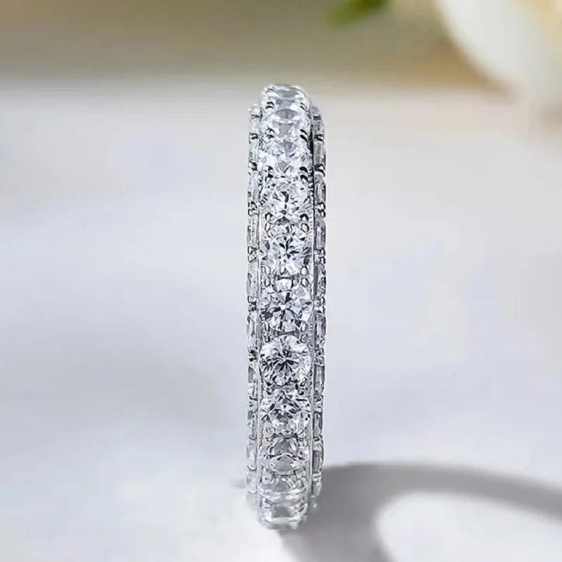 Eternity Lovers Lab Diamond Ring 100% Real 925 Sterling Silver fidanzamento fedi nuziali anelli per donna uomo Promise Jewelry