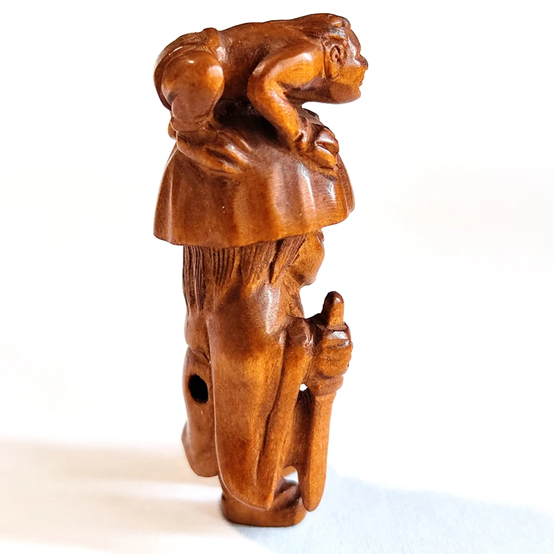 Imagem -06 - Mão Esculpida Japonês Boxwood Netsuke Oni Man Monster Y8654