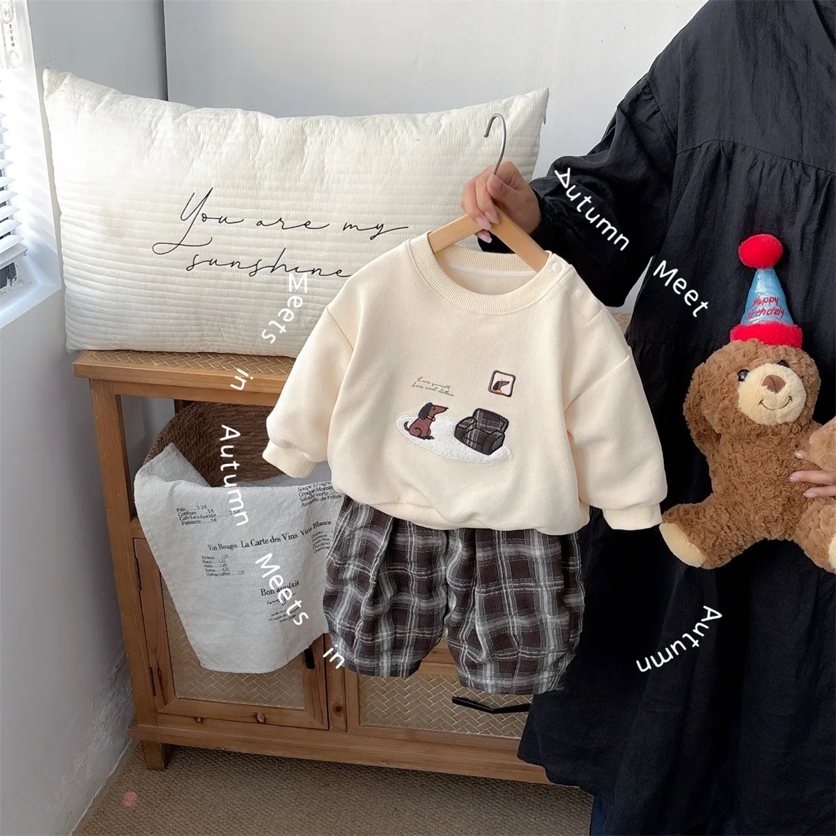 

Autumn Children's Two-piece Set Round-neck Long-sleeved Infant Baby Boys Infant Top Relaxed-fit Waist Newborn Boys Long Pants