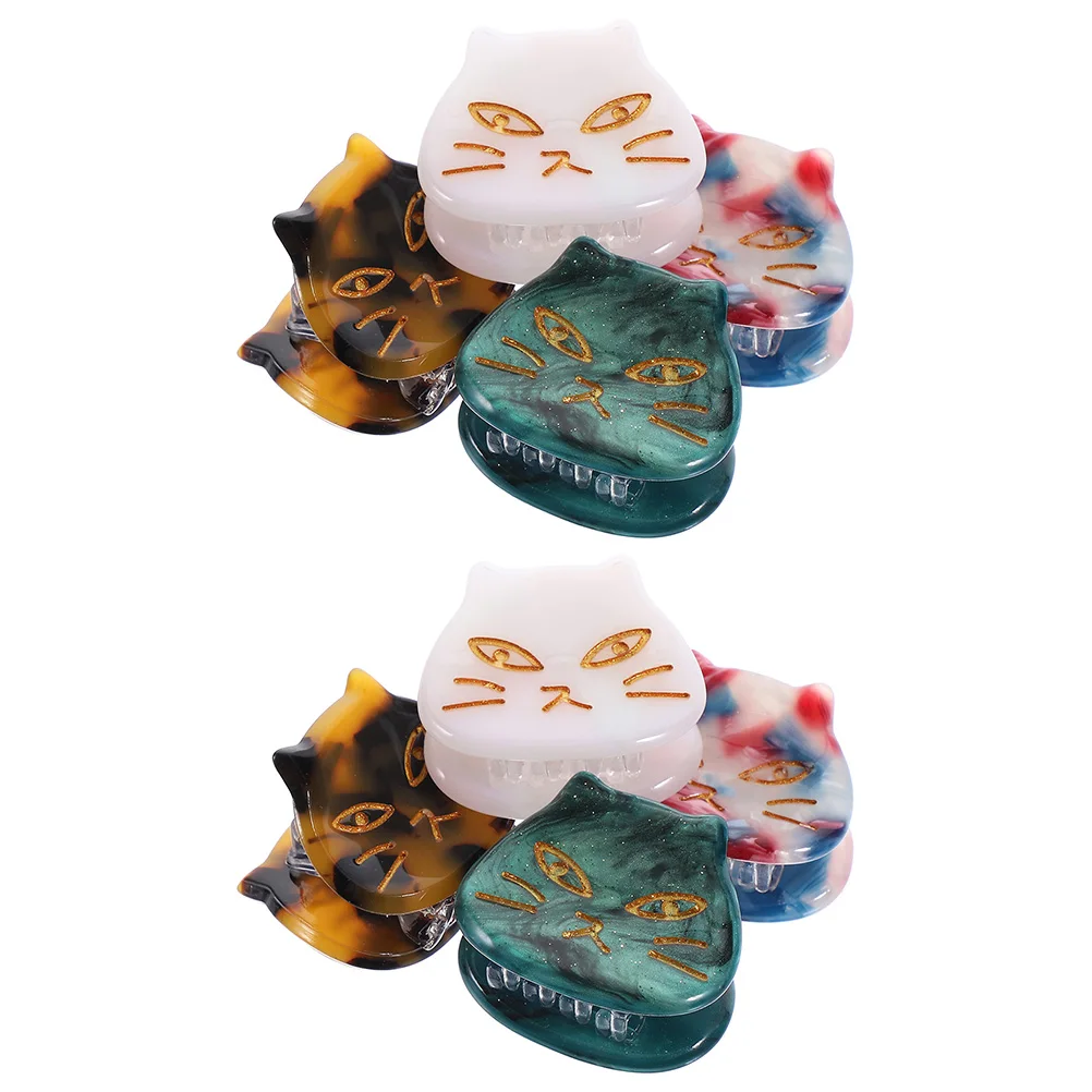 

8 Pcs Claw Clips Hairpins Small Jaw Clips for Thick Hair Acetate Sheet Women Girls Cat Decor Practical Easy to Use Hair