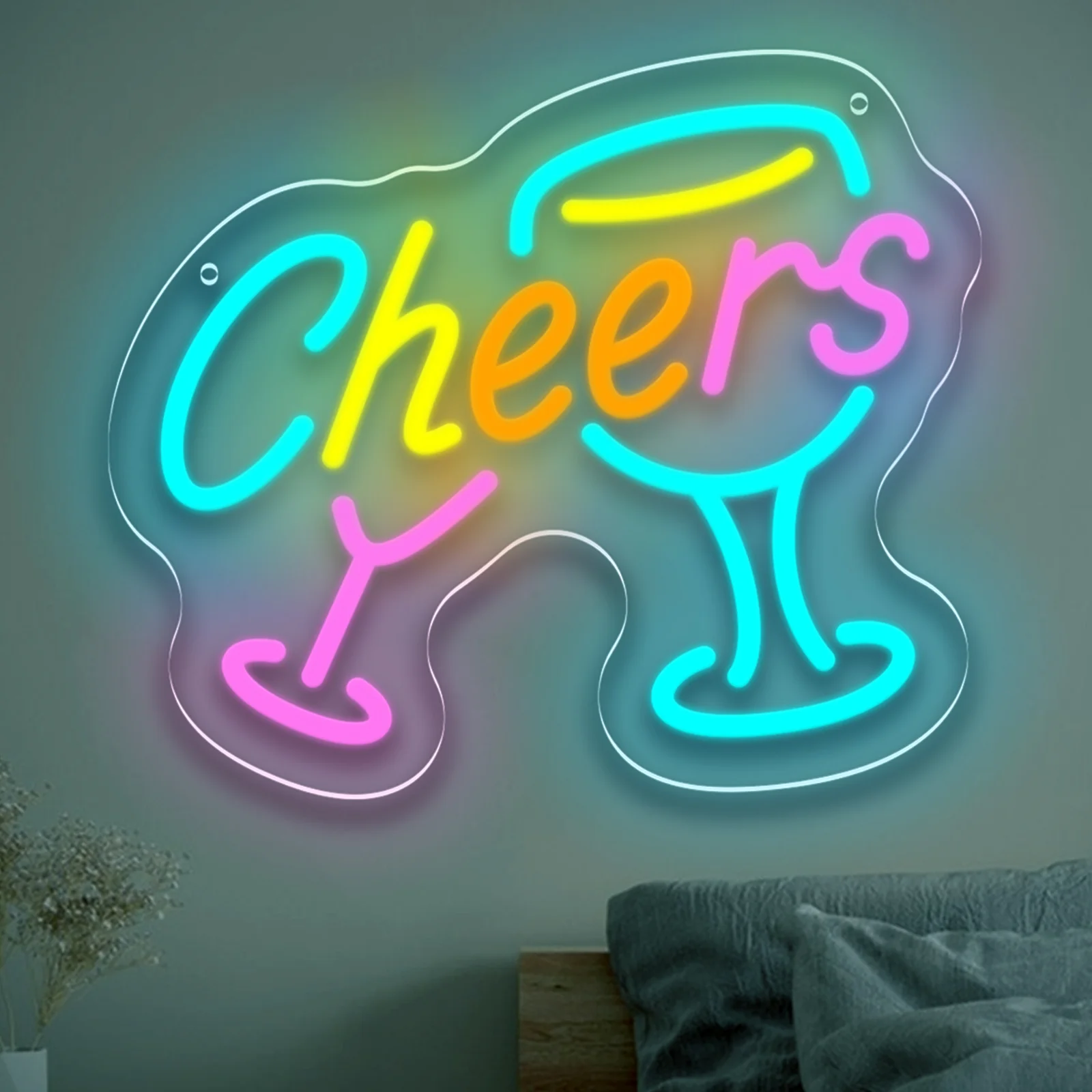 

Cheers Neon Sign USB Dimmable LED Neon Light Sign Wall Art Decoration for Gameroom Bedroom Livingroom Bar Party Birthday Gifts