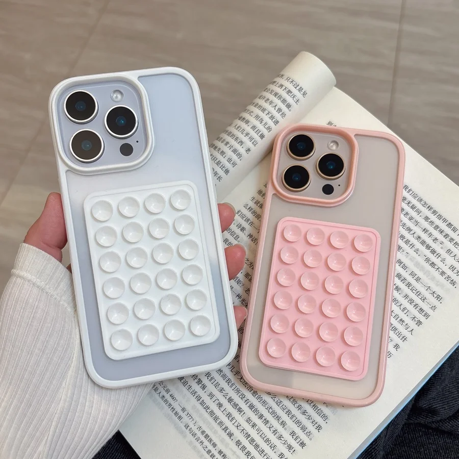Funda de teléfono con Airbag con ventosa 3D para iPhone 17 16 15 14 13 12 11 Pro Max XR X XS 7 8 Plus, cubierta de parachoques transparente a prueba de golpes