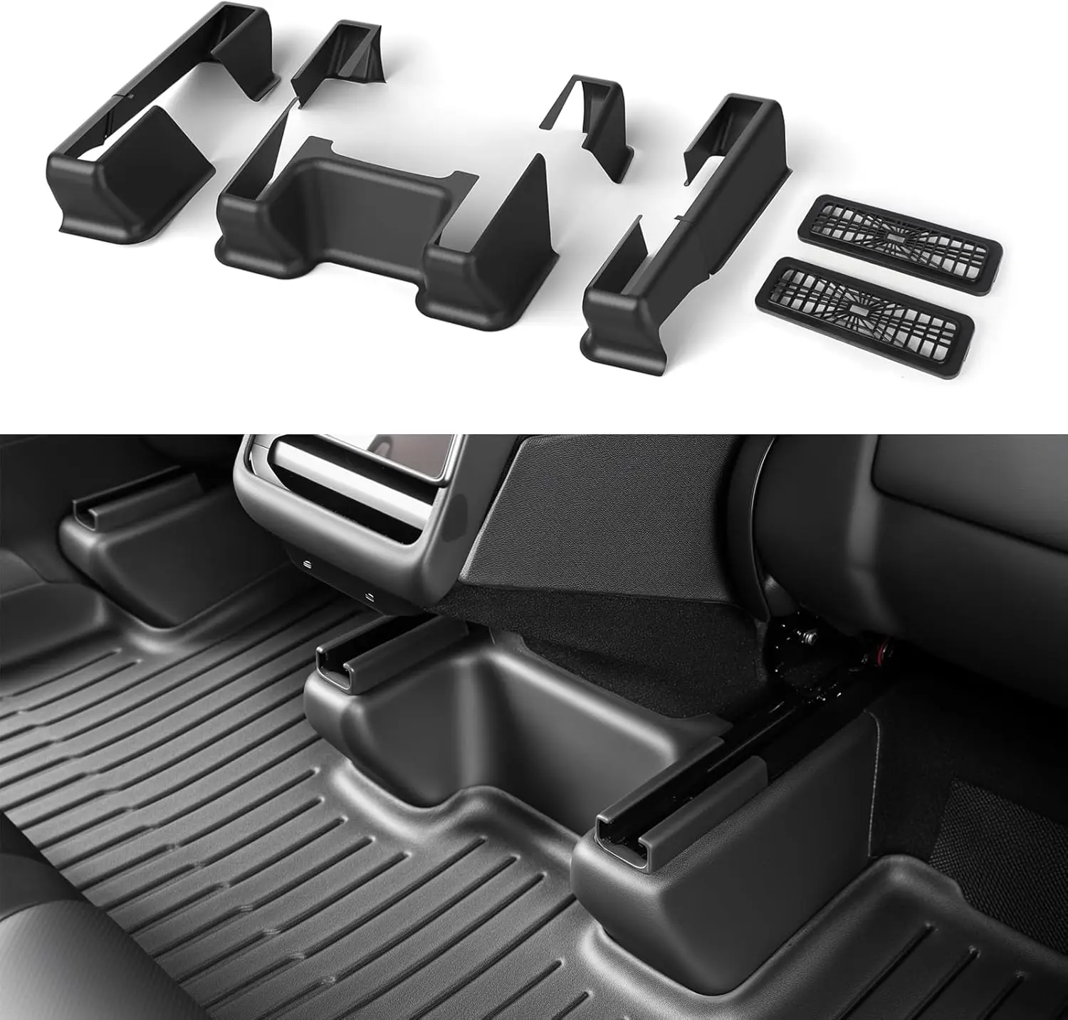 

Universal Underseat Protector Kit for Car Seat Tracks, 7-Piece Set with Air Outlet Covers
