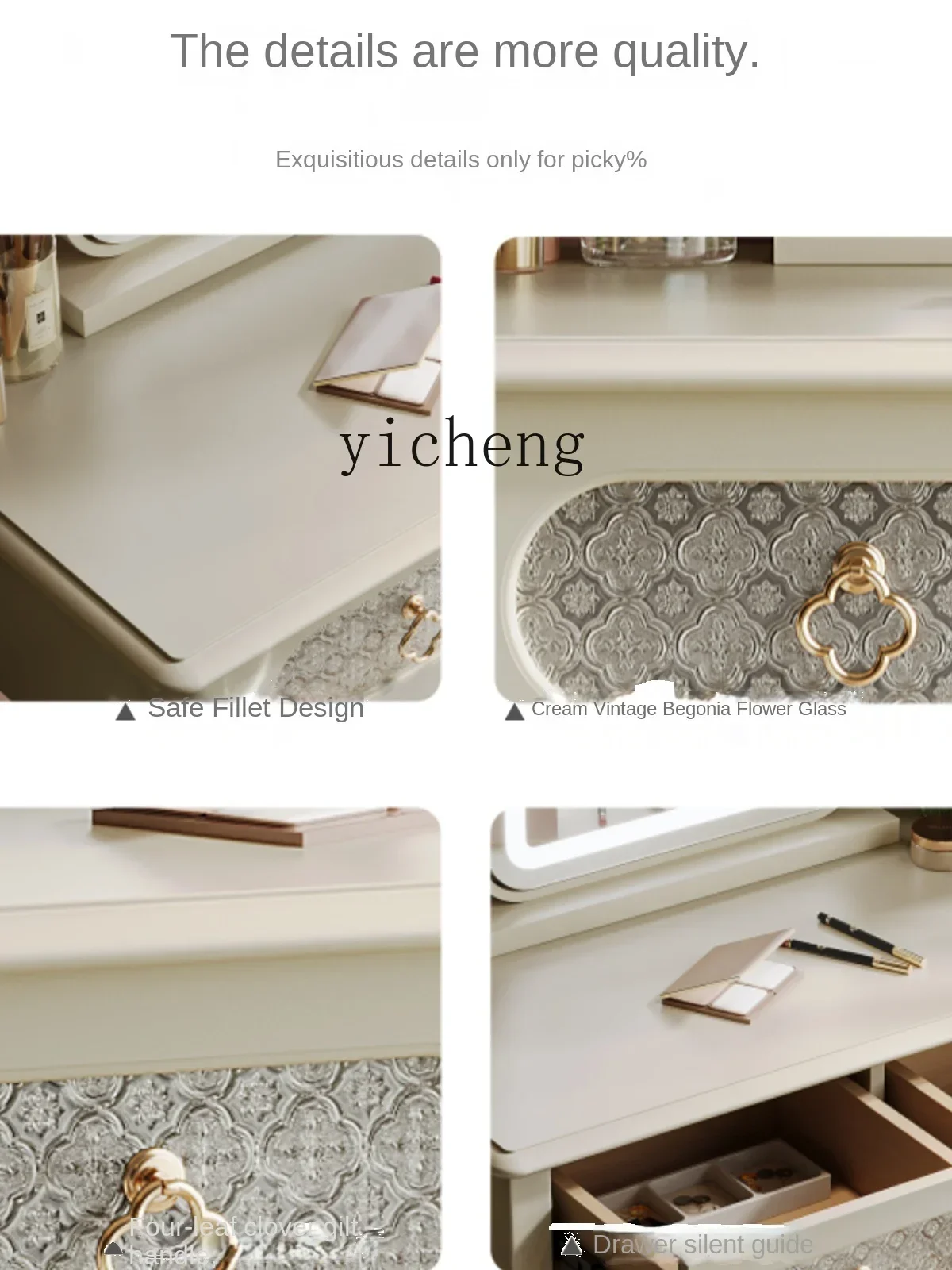 b2French Master Bedroom Dressing Table Vintage Cream Style Bedside Makeup Table Desk Integrated