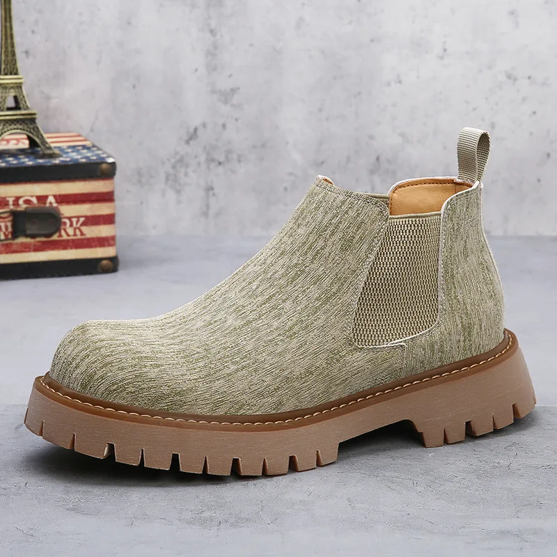 New Men Leather Shoes Spring Autumn Vintage British Outdoor Tooling Ankle Boots Business Wedding Chelsea Boots Fashion