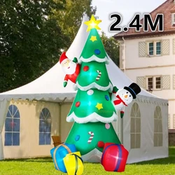 2.4M inflatable Christmas tree decoration toy snowman Santa Claus model with LED lights for outdoor holiday party decoration