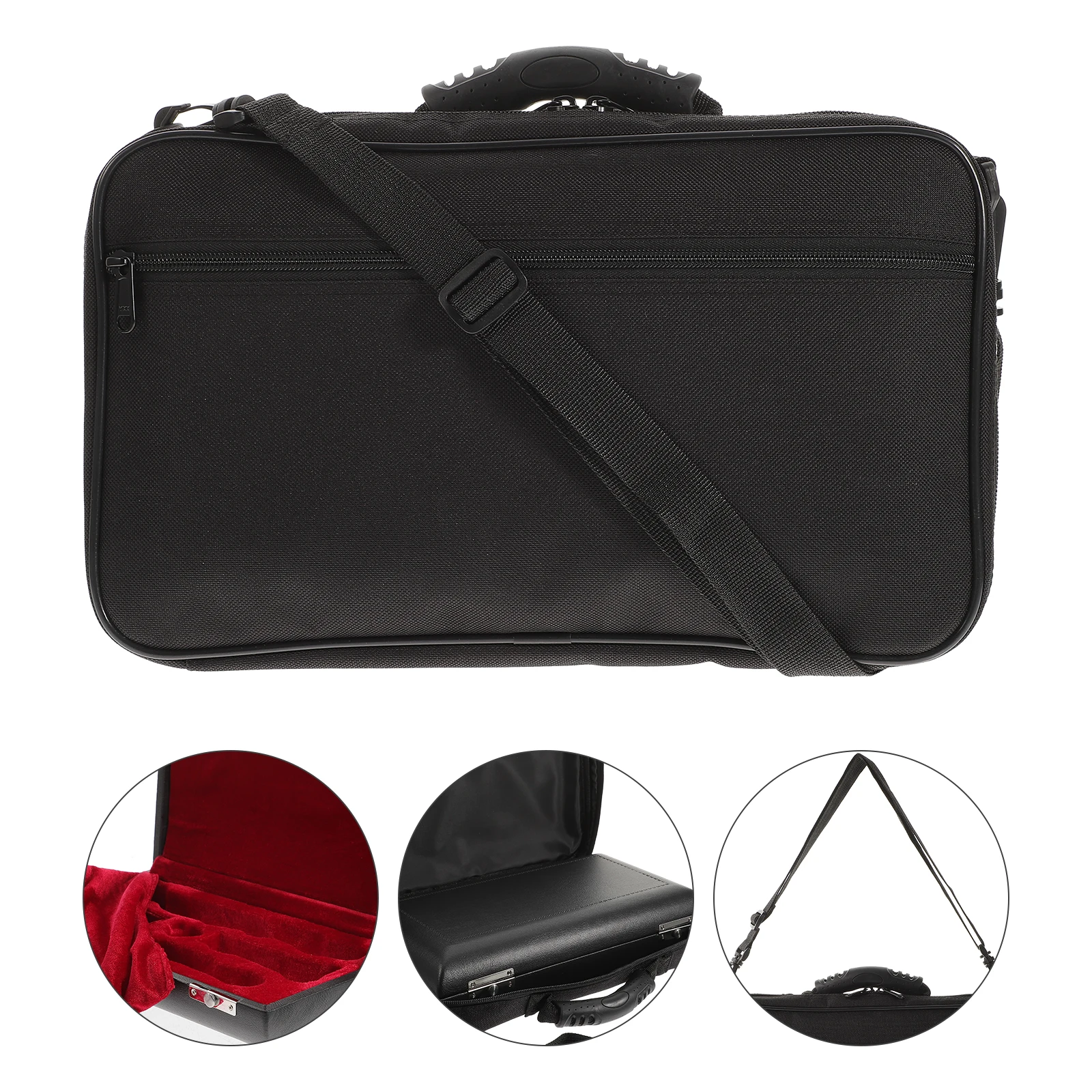 

Storage Container Portable Case Canvas Bag Pu Wood Metal Protection Lined Instrument Holder Carrying Box For Double Reed