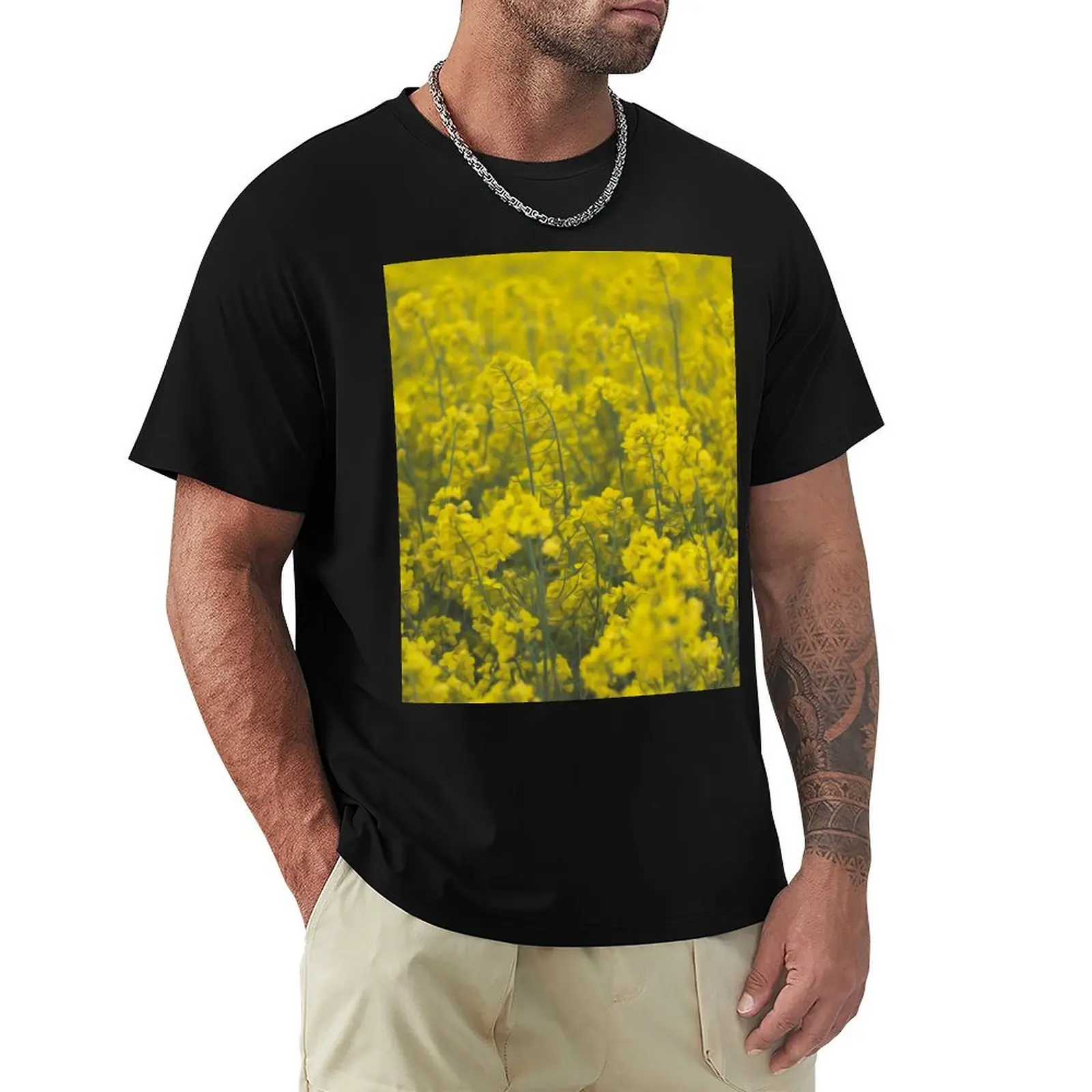 

Field Flowers Yellow Spring Summer Nature T-Shirt summer tops kawaii clothes t shirt for men