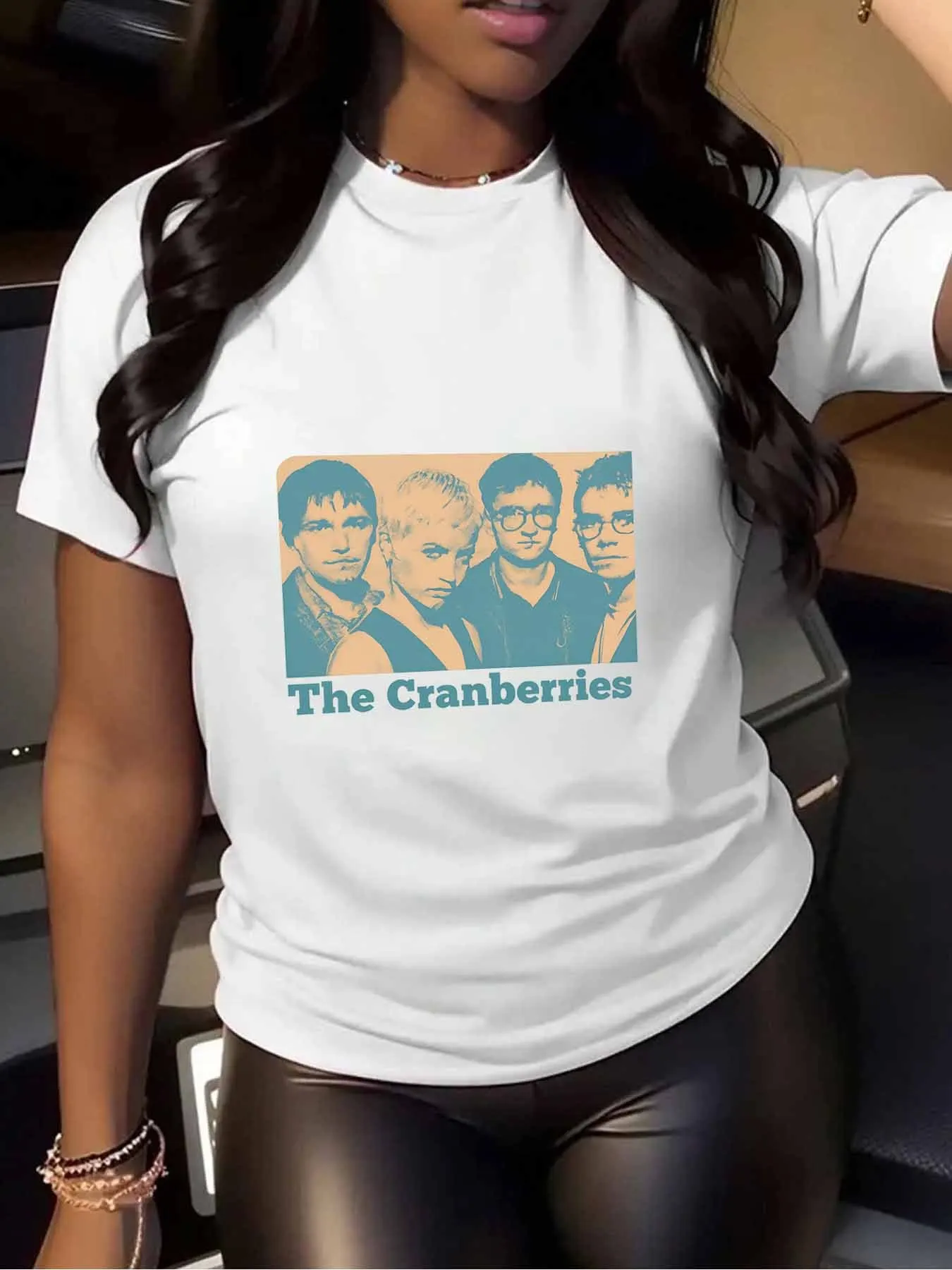 

【WY103282】Cartoon pattern Crew Neck Women's T-Shirt Short Sleeve Fashion Printed Half Sleeve Top Stretch T-Shirt