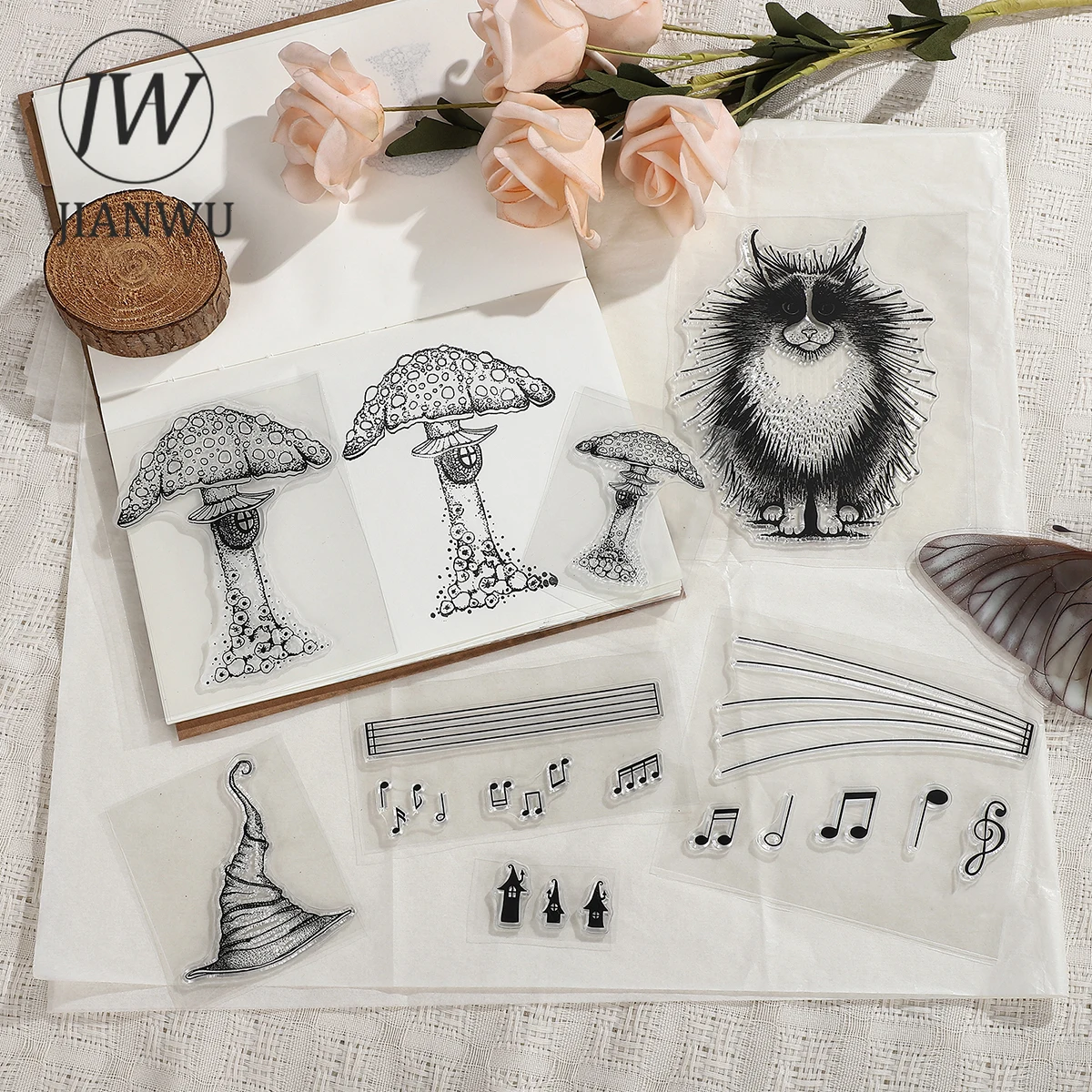 JIANWU Fairy Tale Fairy Mouse Series Vintage Landscaping Material Collage Silicone Stamp Creative Student Supplies Stationery