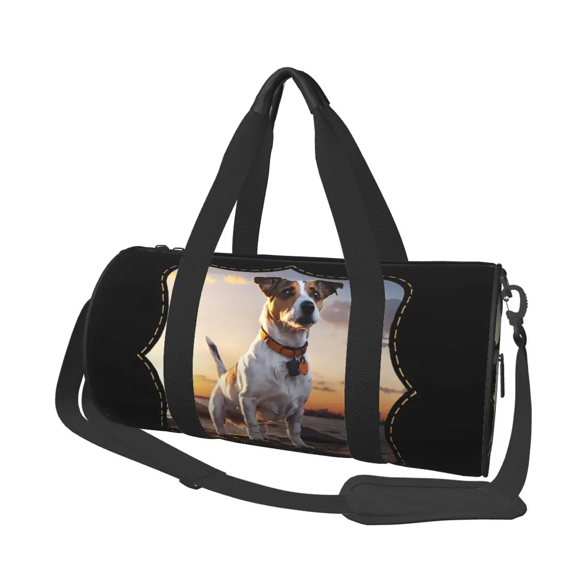

Jack Russell Dog At Sunset Large Duffle Gym Bag Waterproof Duffle Travel Bags Handbags Fitness bag