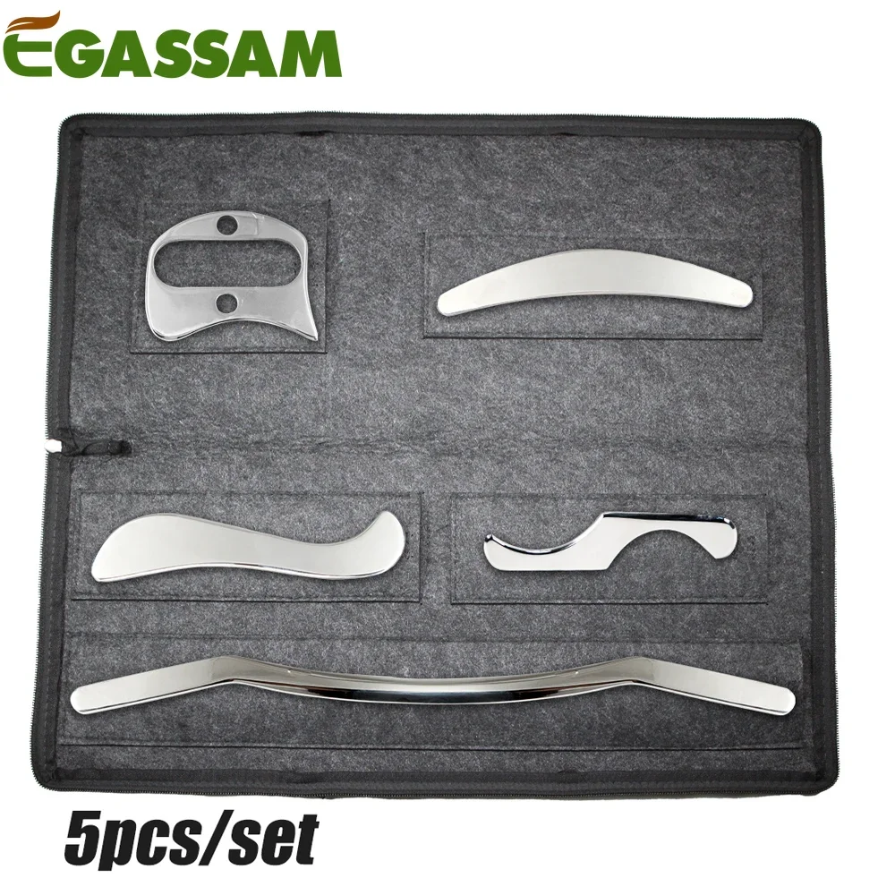 

5Pcs Stainless Steel Gua Sha Scraping Massage Tool Set - IASTM Tool Set- Great Soft Tissue Mobilization Tool Physical Therapy