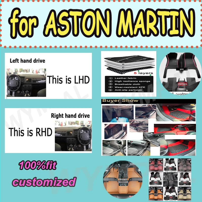 LUXURY Car Floor Mats for ASTON MARTIN Rapide Vanquish DB7 DB11 DB9 DBX DBS vantage Accessories