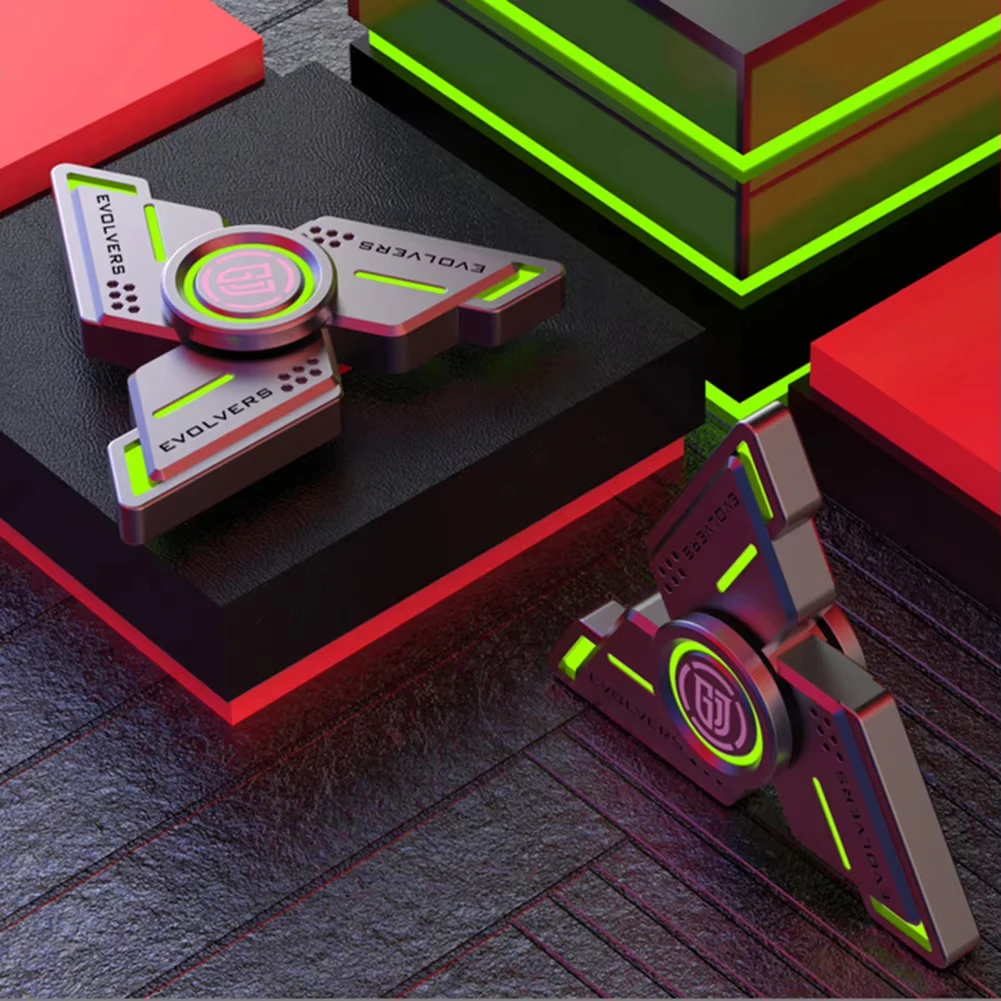 لعبة فيدجيت سبينر معدنية متوهجة بالضوء الأخضر مع تنشيط بالليزر لعبة حسية ممتازة لتخفيف ADHD المضاد للقلق للمراهقين والكبار