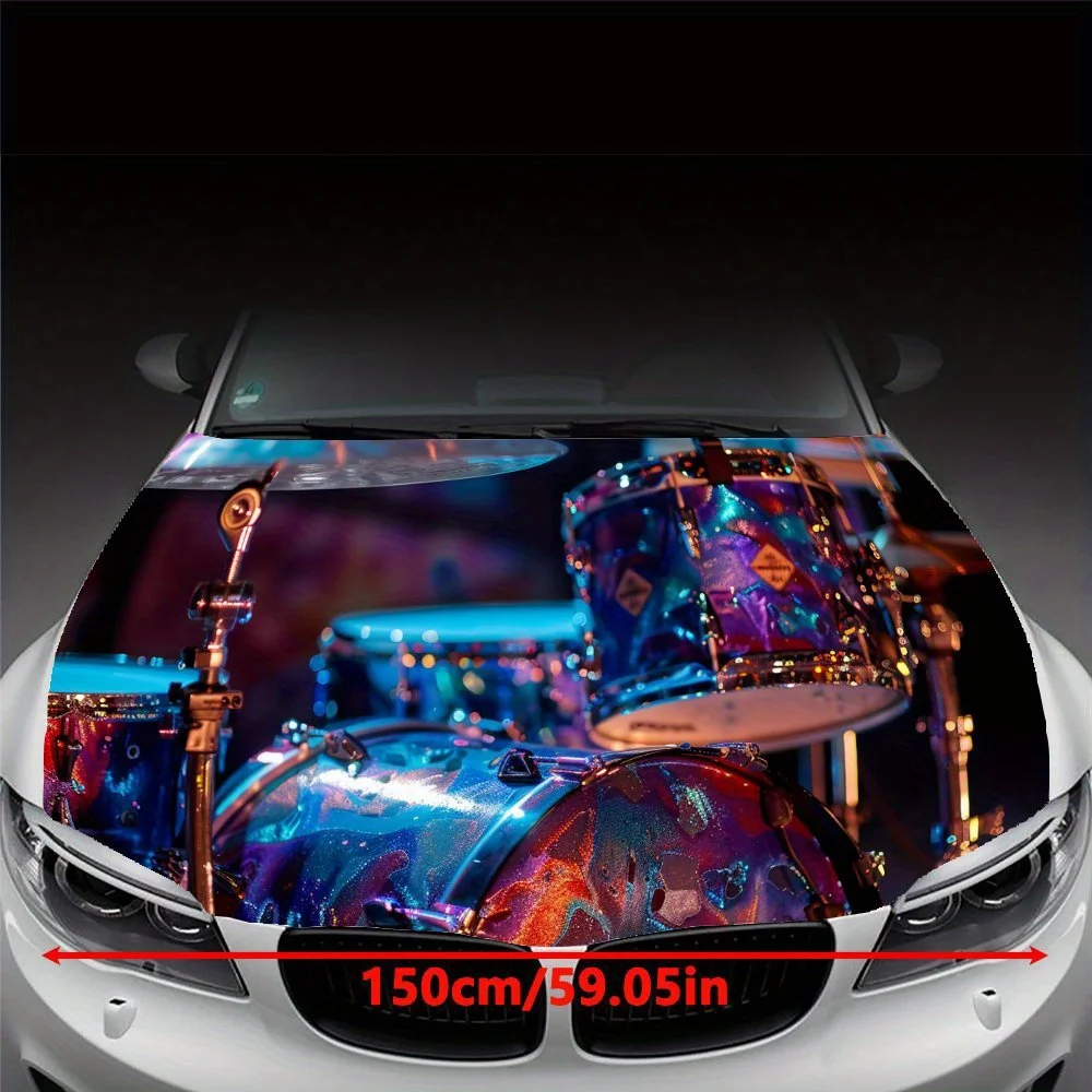 Cyber Electro - Drum car hood stickers, waterproof self-adhesive, scratch resistant, easy to stick, durable car PVC stickers, ca