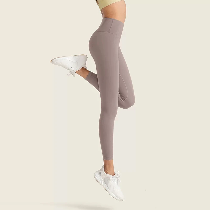 Damen-Yoga-Übungshose mit hoher Taille, eng anliegend, hohe Elastizität, Stulpenlinie, nacktes Gefühl, Hüftheben, Turnhose – Detail 8