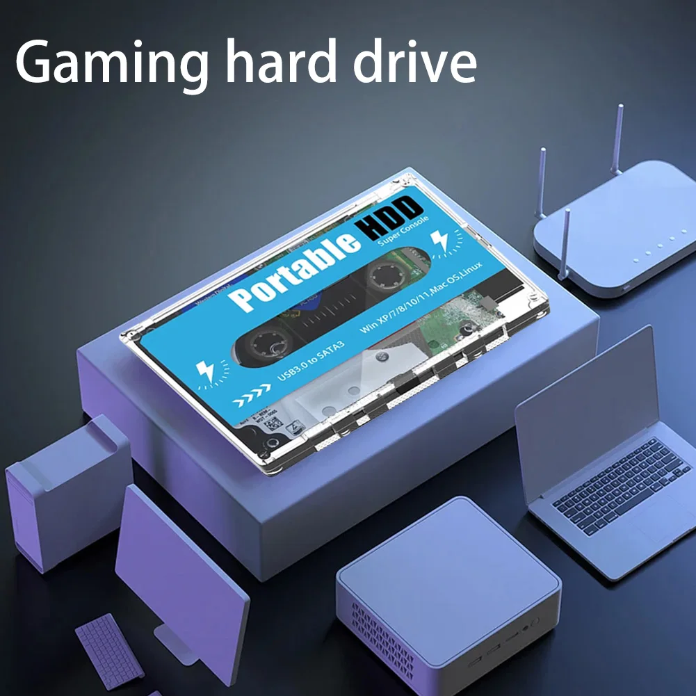 محرك الأقراص الصلبة الخارجي المحمول 500G Batocera 33 مع 110000 + ألعاب ألعاب لمحاكي PS2/PS1/SS/MAME/ARCADE لأجهزة الكمبيوتر المحمول/الكمبيوتر الشخصي/ويندوز