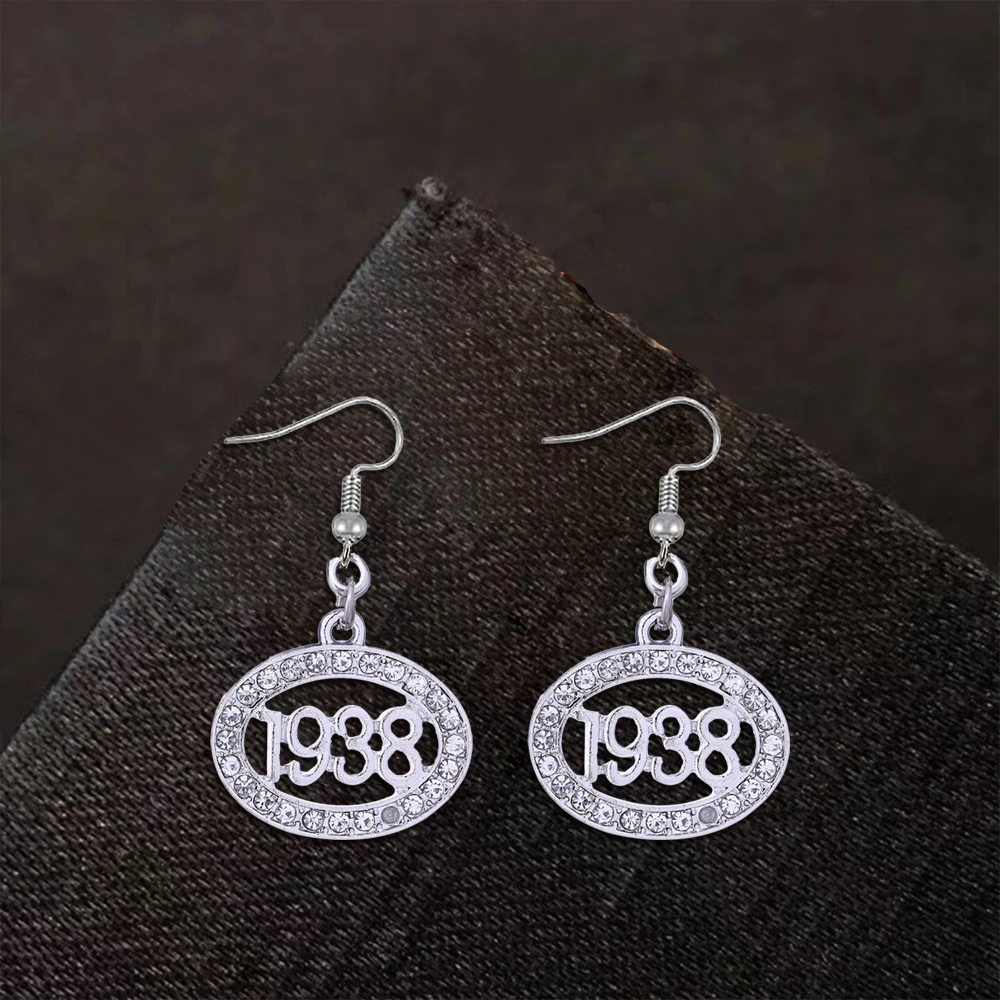 Bling Rhinestone Metal Numbers 1938 Earring Jack Jill Members Gifts Jewelry Custom