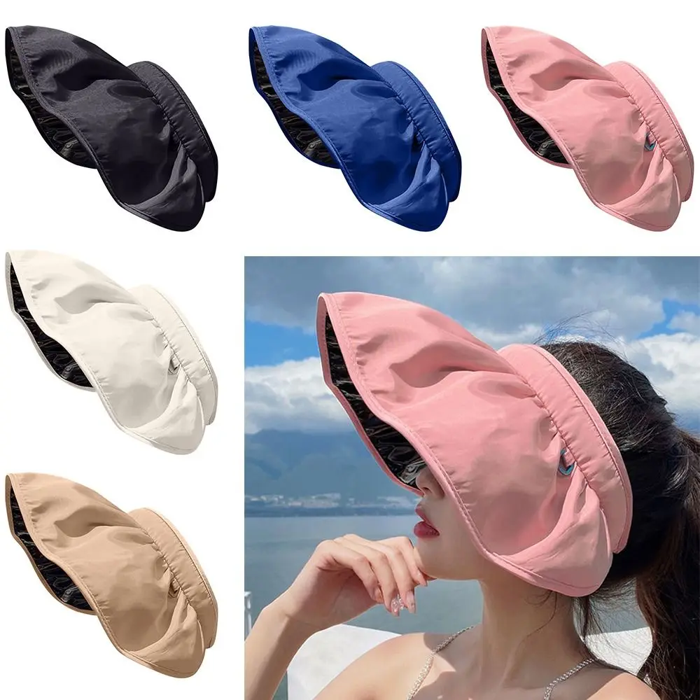 Empty Top Hat Hair Hoop Shell Sunshade Hats Sun Protection Adjustable Buckets Hat Wide Brim Foldable Sun Visor Hat Spring Summer