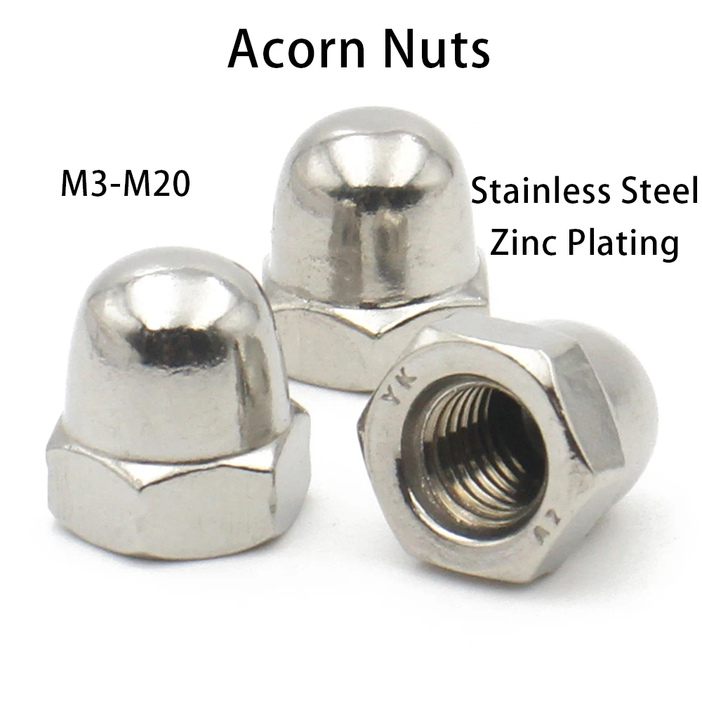 

DIN1587 Acorn nut Crown Hex Nut M3 M4 M5 M6 M8 M10 M12 M14 M16 304 201 Stainless Steel Dome Cap Nut Blind Nuts for Bolts 1-50PCS