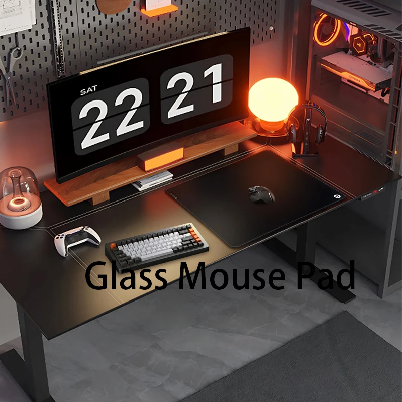 Black Glass Mouse Pad For Esports Anti Slip Pad Gaming Gears Game Mouse Pad Special Sinking Edge Keyboard Computer Desk Pads