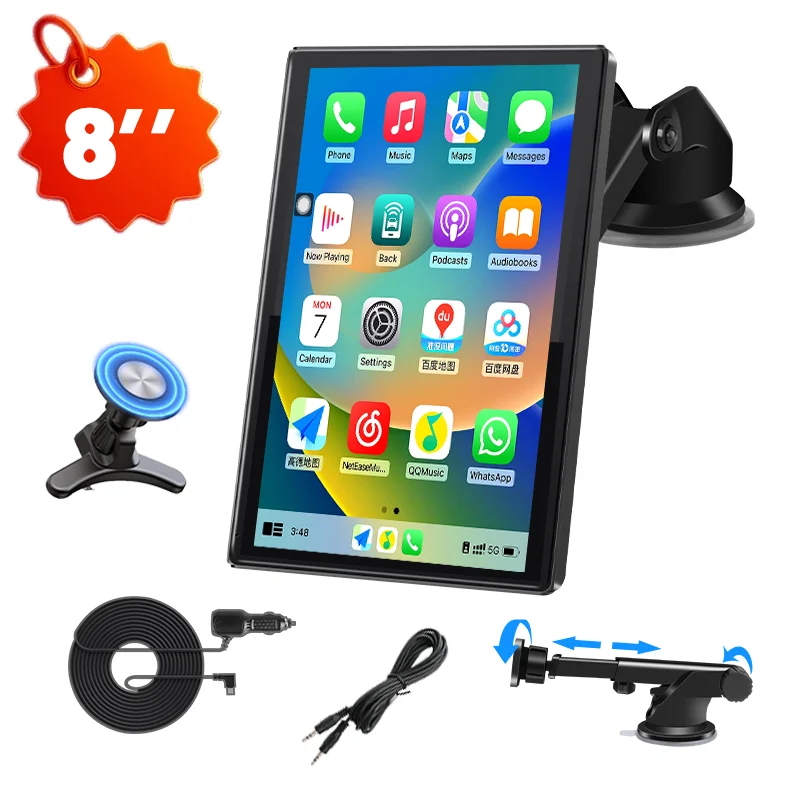7/8/9'' Ondersteuning Oriëntatie en portret Autospiegel Radio Draadloze Carplay Android Auto Multimedia Videospeler Universeel scherm
