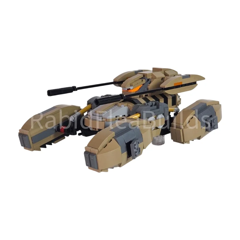 

Тяжелый бронированный научно-фантастический танк из строительных блоков, гусеничная боевая машина с вращающейся пушкой, сборная модель для коллекции и демонстрации