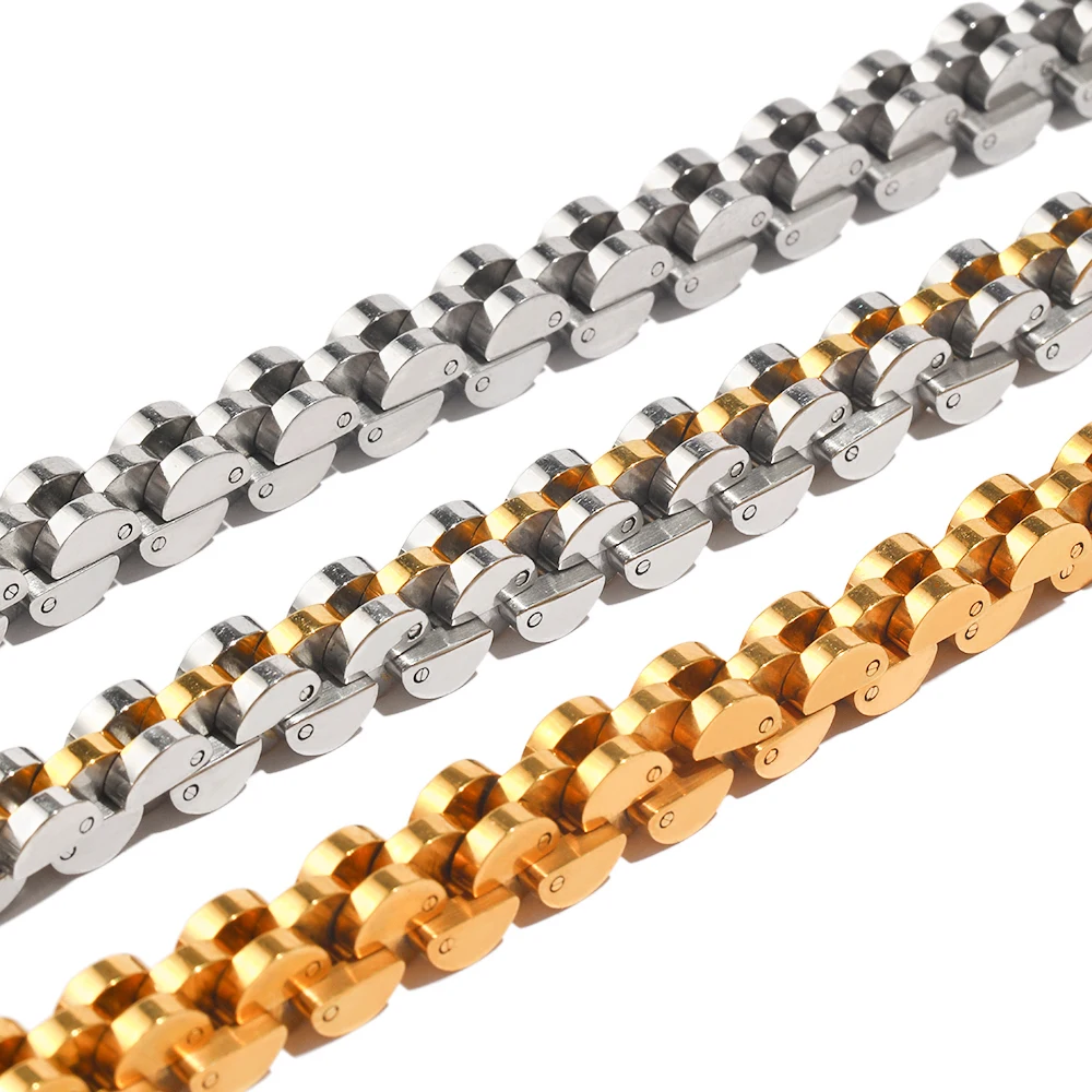 

E.B.belle роскошный 6 мм ремешок для часов позолоченный серебряный цвет цепь из нержавеющей стали Чокер ожерелья для женщин девушек модное ожерелье