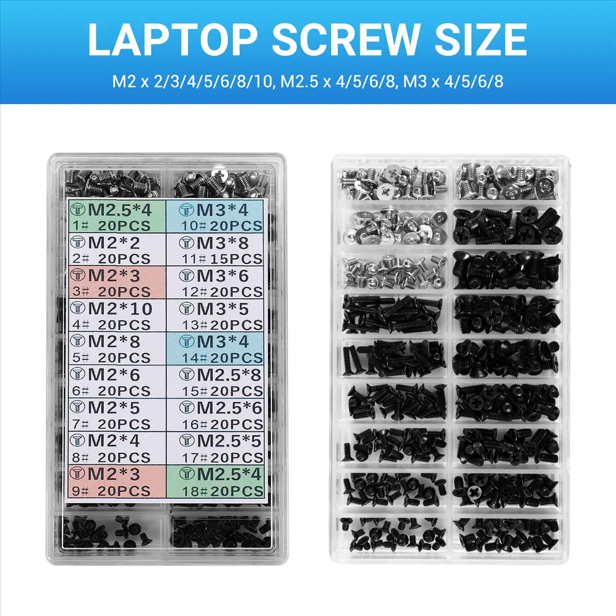 ●355Pcs PC Screws Assorted Set M2 M3 M2.5 Computer Screws HDD M.2 SSD Screws for Universal Laptop PC Computer Repair