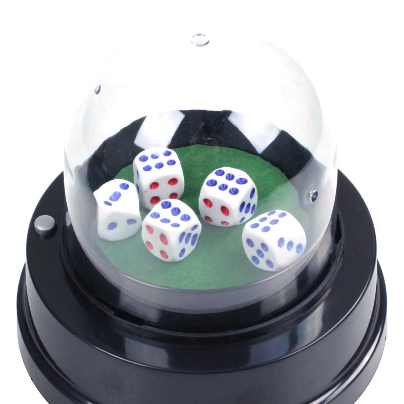 3X Automatic Dice Roller Cup Battery Powered Pub Bar Party Game Play With 5 Dices Black