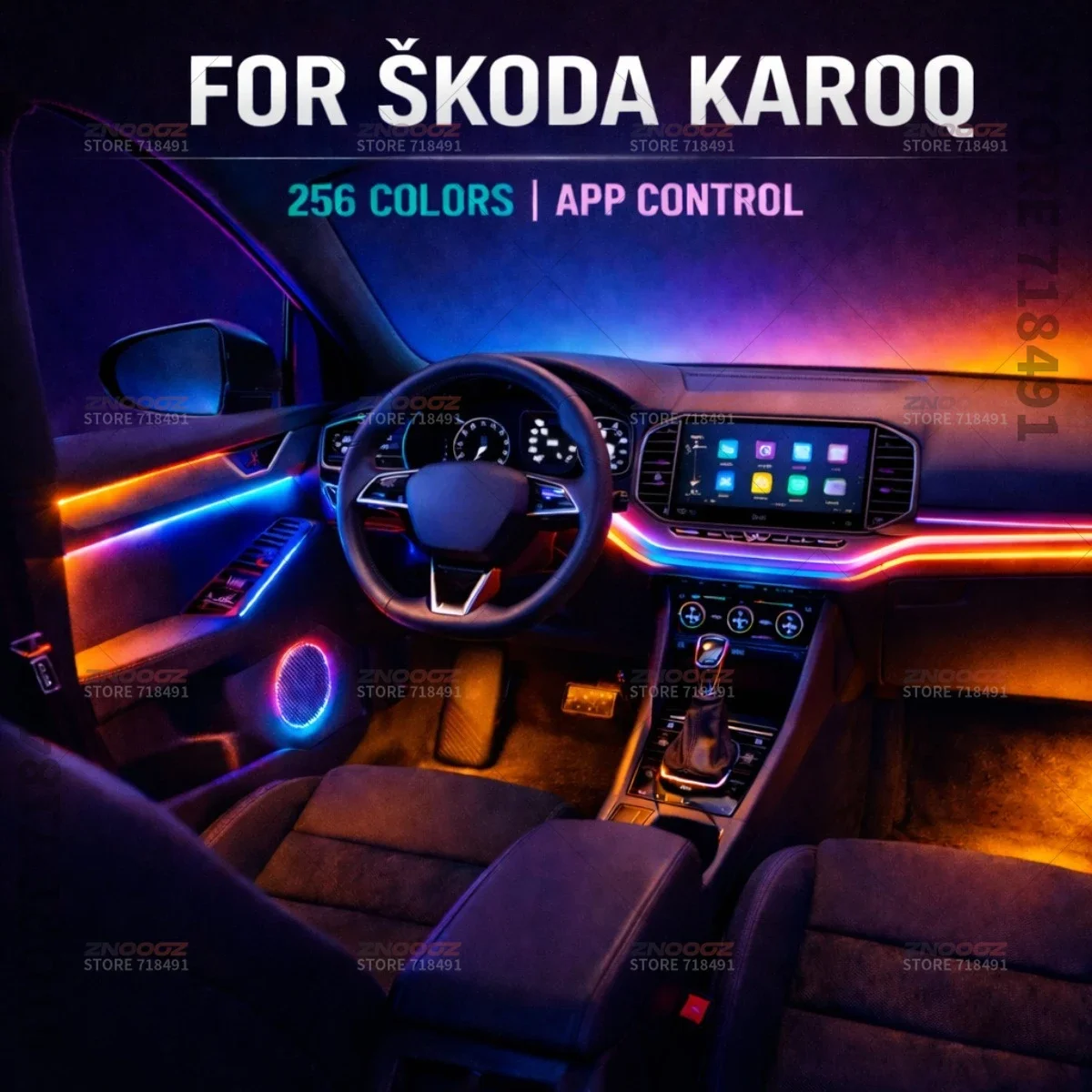 For Škoda Karoq 22in1 RGB Car Interior Acrylic Car Ambient Lights RGB Hidden Acrylic Strip Decoration Atmosphere Accessories