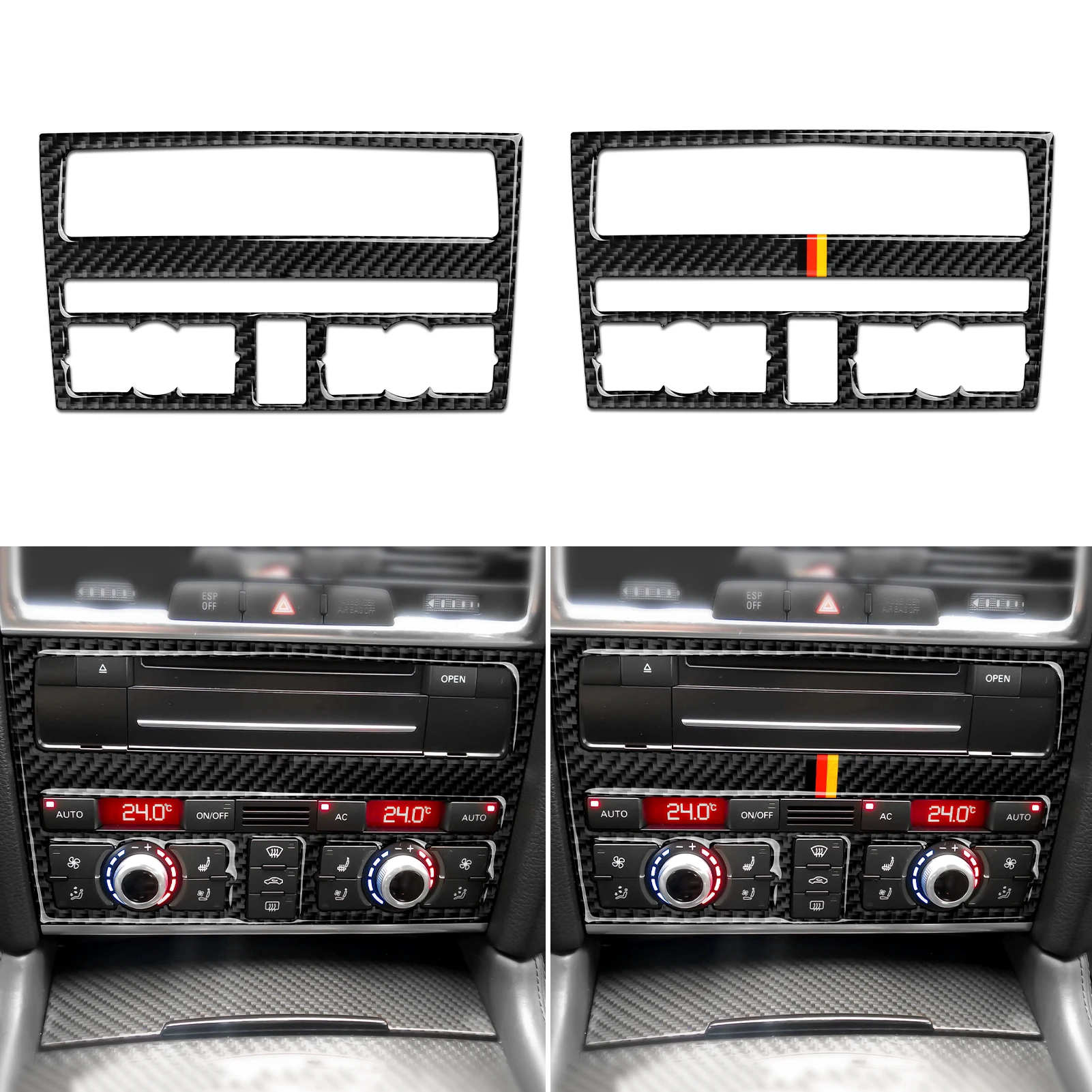 

For Audi Q7 4L (2008-2015) Center Console CD Climate Knob Adjust Panel Carbon Fiber Interior Sticker Car Trim Cover Accessories