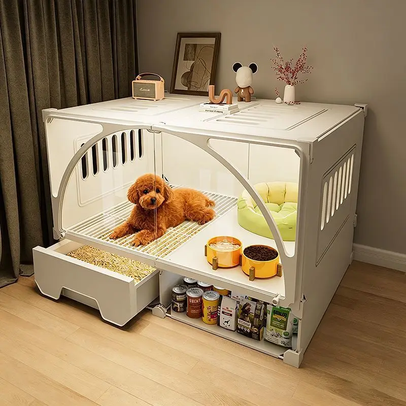 Pet dog cage Small dog with toilet Separation kennel One room One living room One bathroom Toilet Integrated dog villa Indoor