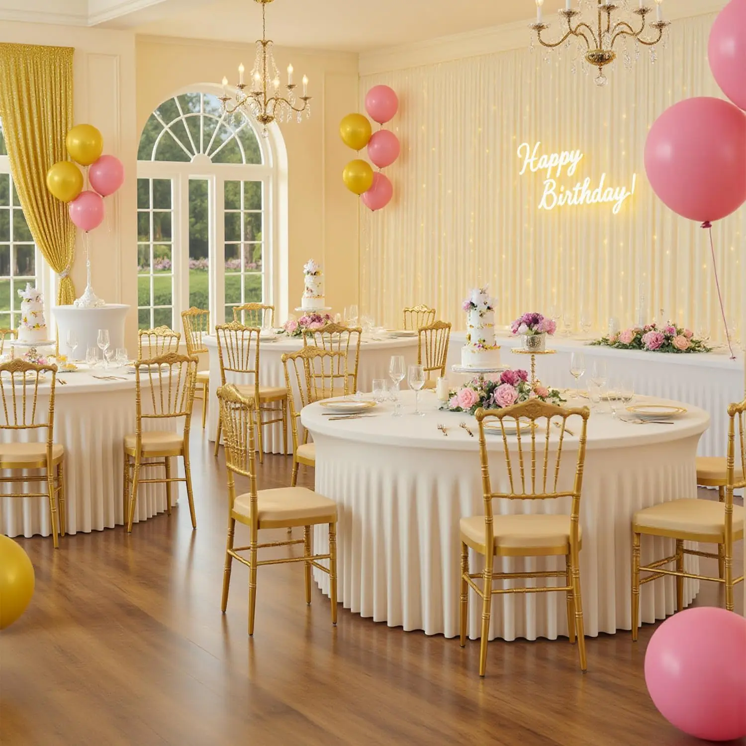Wedding Decoration Europe America Style Spandex Tablecloth Round Elastic Dustproof Skirt Thickened All Season Use Table Cover