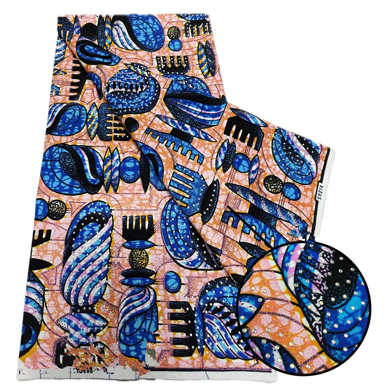 

New Style High Quality Ankara Wax Prints Fabric 6 yards 100% Cotton Super stone Soft African Real Wax Fabric Ghana Nigeria