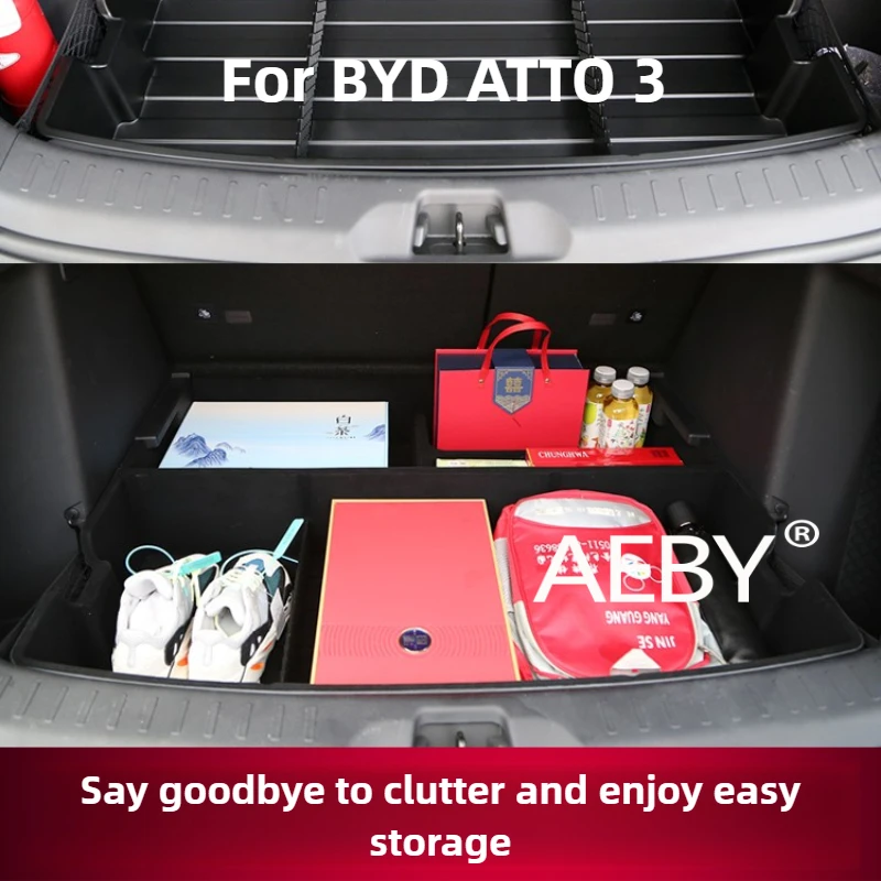 

AEBY For BYD ATTO 3 2022-2025 Car Trunk Organizer & Home Use,Waterproof with lid Cargo Organizer,Trunk storage box, Multi-Use