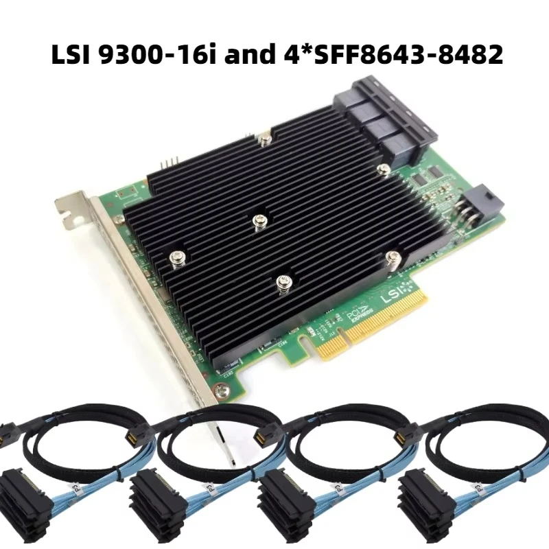 LSI 00447 SAS 9300-16i IT mode 12Gb/s HBA16 disc pass-through 3008 4 * SFF-8643 SATA Cable