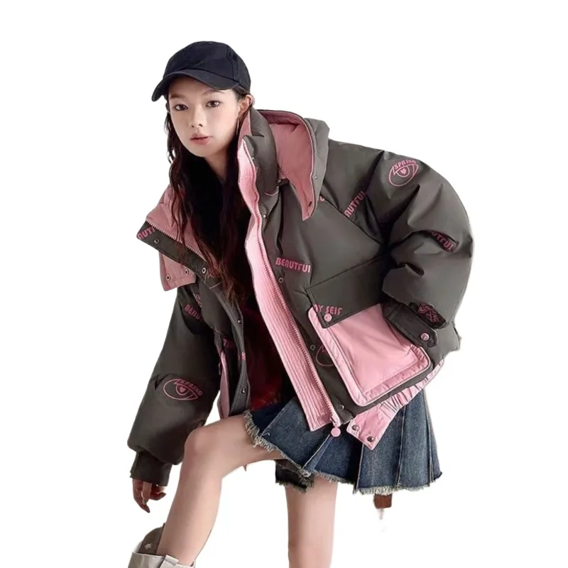 新国家標準90ホワイトダックダウン高級ダウンジャケットショートドーパミンフード付きファッショナブルでトレンディな厚手の暖かいコートアウターウェア