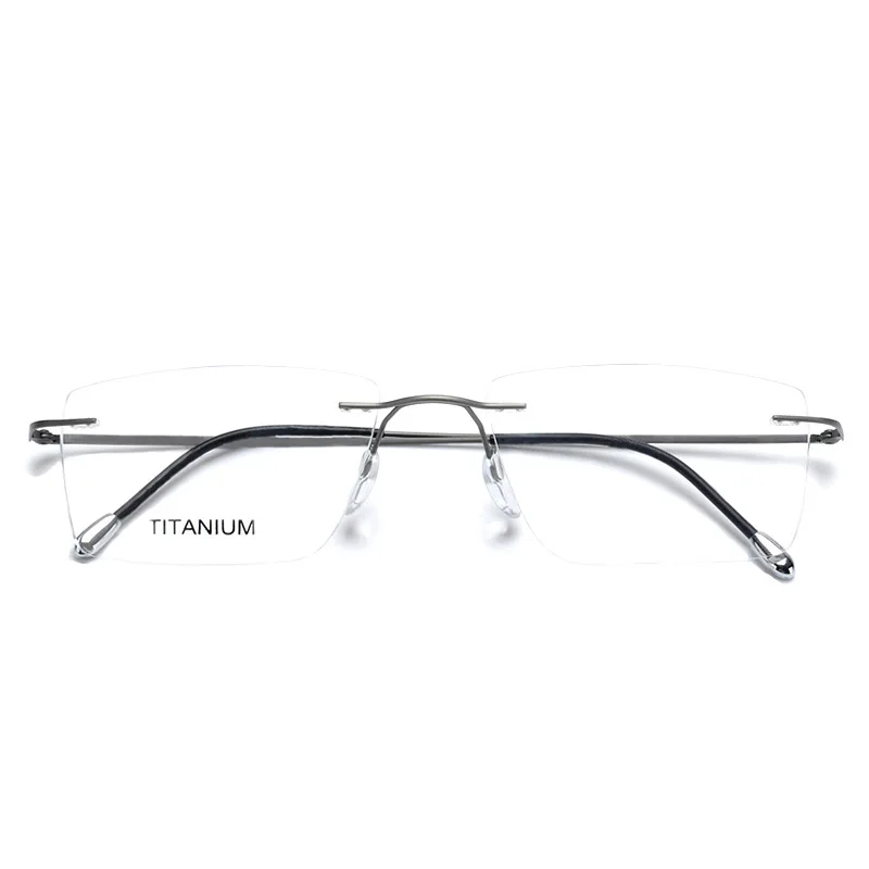 

High Quality Handmade Titanium Rimless Optical Glasses Frame Men Women Ultralight Vintage Square Computer Eyeglasses Eyewear