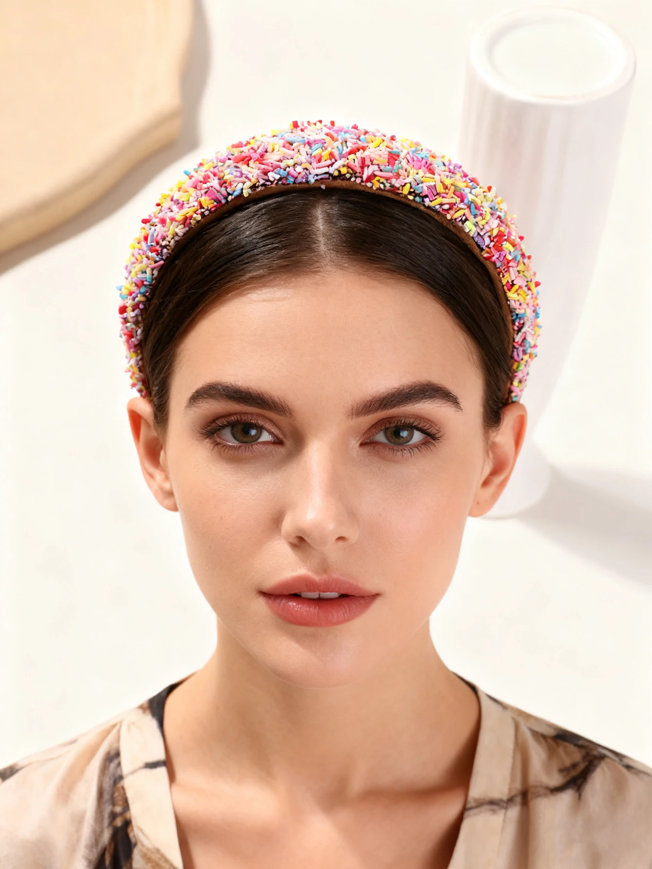 Handmade Colored Doughnuts Acrylic Hairband Sweet Fashion Personality High Skull Top Headdress for Women Unique Headband