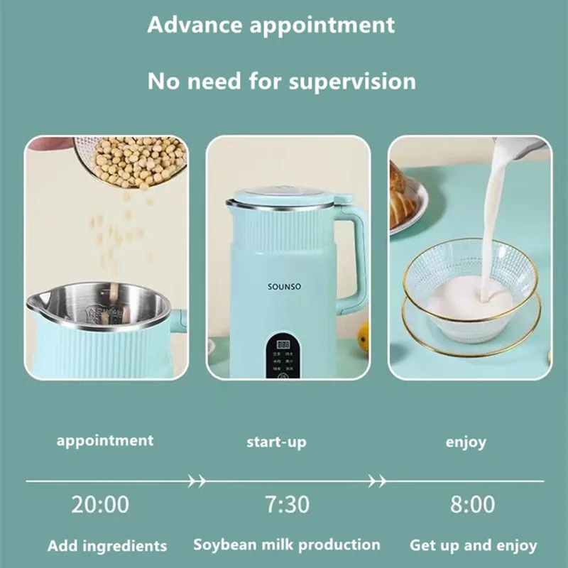 220V Mini Soybean Milk Machine 800ML Household Smart Touch Soy Milk Maker Wall Breaking Blender Portable Small Electric Juicer