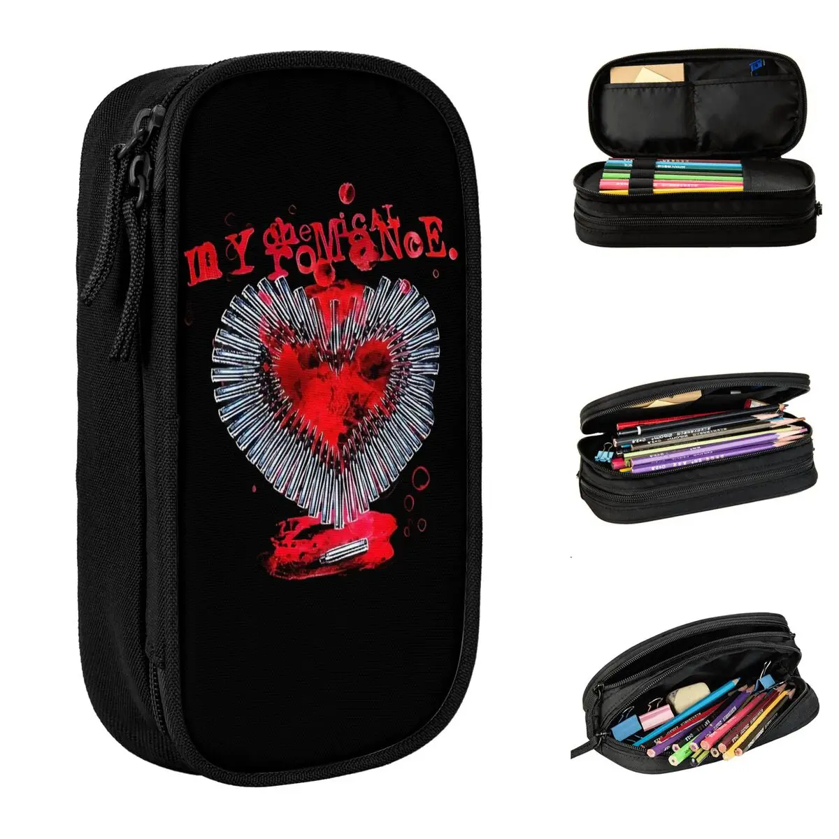 estojo para lapis mcr band punk rock bolsa de armazenamento grande estojos my chemical romance caneta para menino e menina acessorios escolares 01