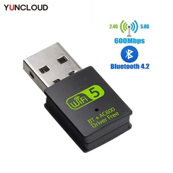 USB Wifi Dongle USB 2.0 wifi Adapter with BT wireless WIFI Receiver 600Mbps 2.4G 5G Free Driver Wifi Network Card For Computer