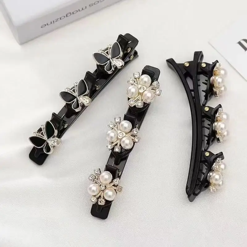 2 pçs dupla camada trançado hairpin cabelo quebrado clipe fixo coreano moda hairpin bandana feminino meninas estilo acessórios