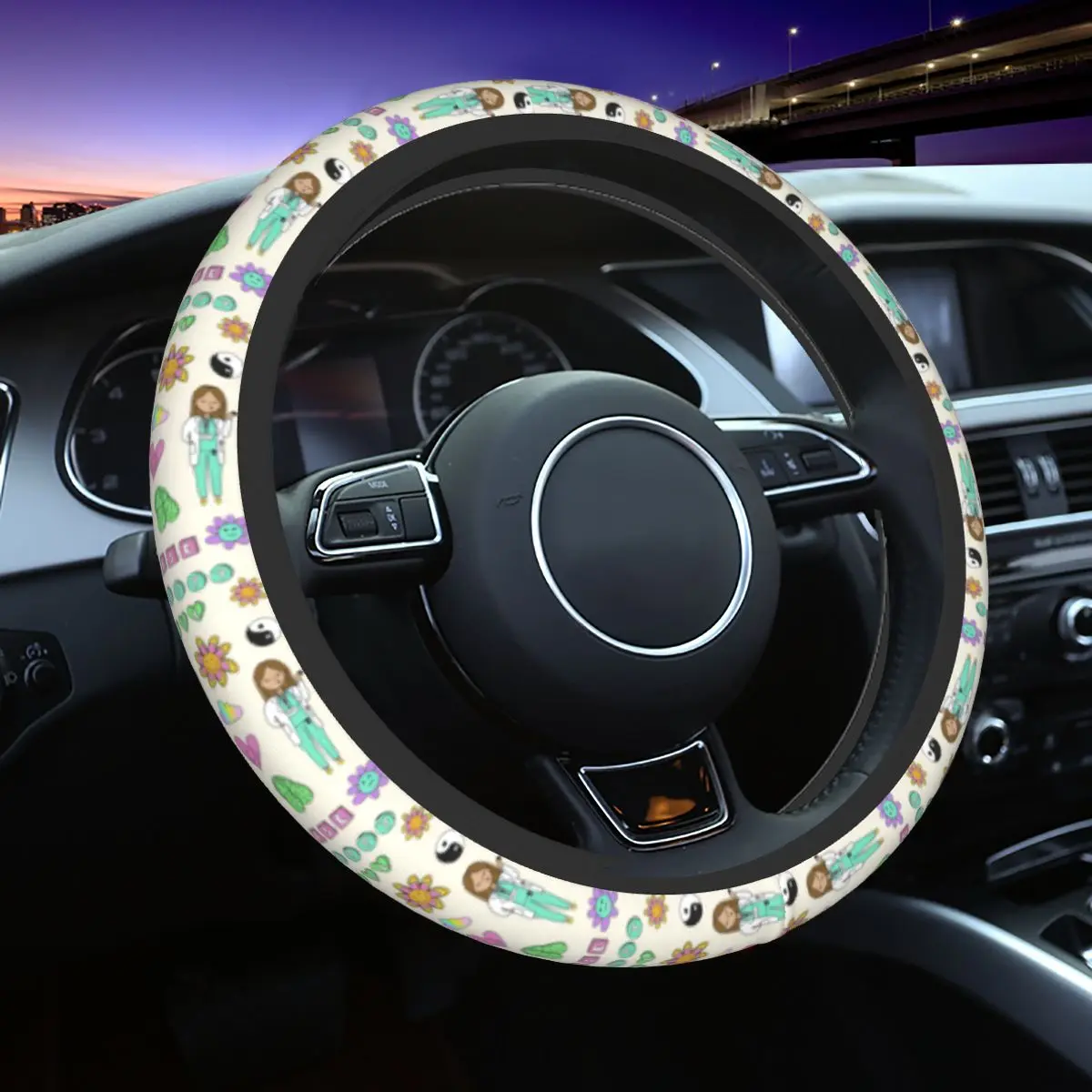 Car Steering Wheel Covers Enfermera En Apuros Nurse Braid On The Steering Wheel Cover Car-styling Steering-Wheel Accessories