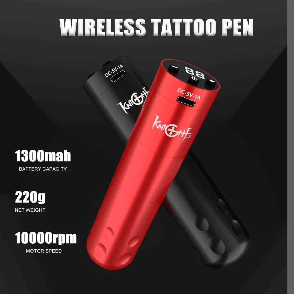 

Knight II Battery Tattoo Pen Wireless Tattoo Pen Machine 1300mAh Capacity LED Screen Power Supply for Tattoo Cartridge Machine