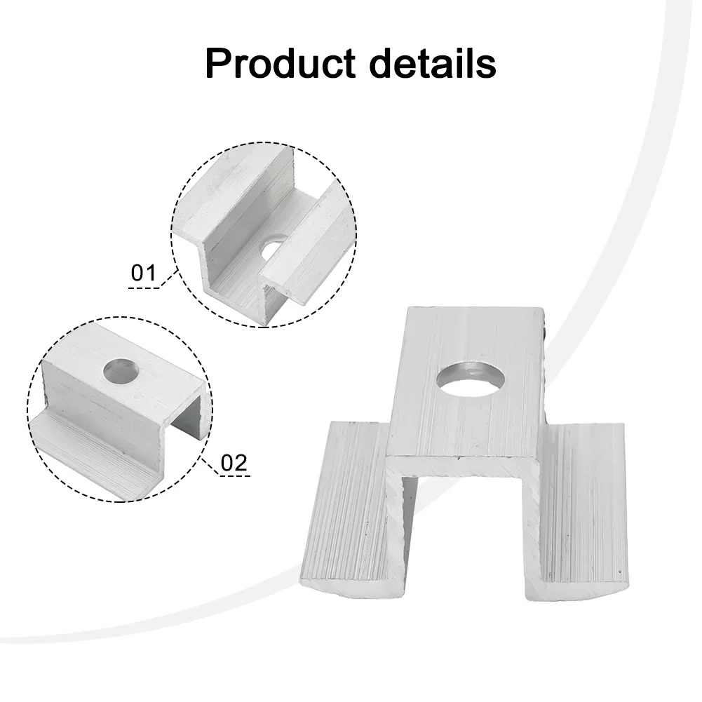 10pcs Solar Middle Clamp PV Aluminum Alloy Solar Panel Solar Photovoltaic Bracket For Most Frame Modules Accessories /25 - 50mm
