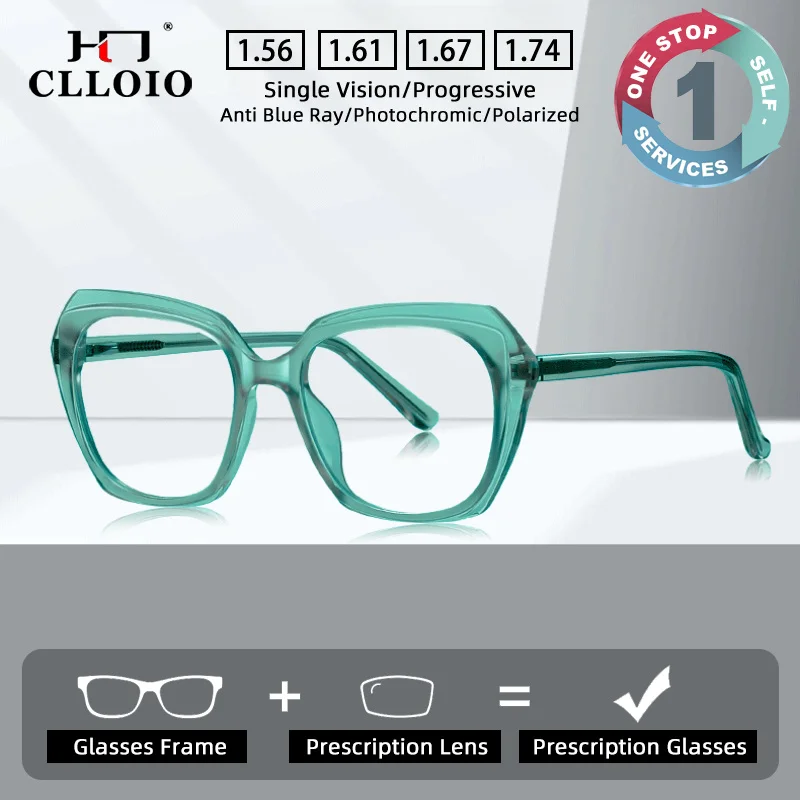 CLLOIO Casual Style Prescription Glasses Anti Blue Light TR90 Anti-Reflection Myopia Glasses Custom Progressive Reading Eyewear