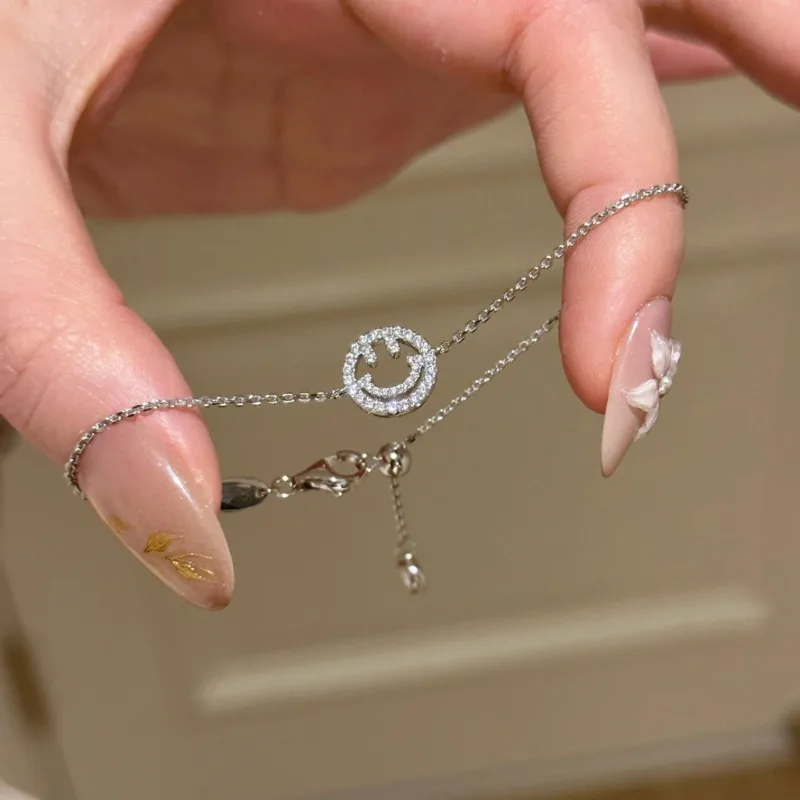 

Simple Style Jewelry Hollow Sweet Smiley Face Bracelet Exquisite Zircon Jewelry Niche Versatile High Sense Light Luxury Temperam