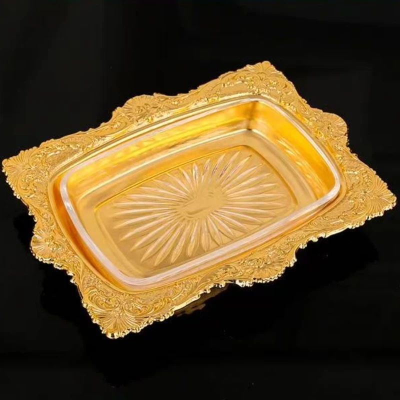 Exquisite Cake Tray with Metal Bark Texture, European Fruit Butter Cheese Tray, Snack Tray, Wedding Decoration